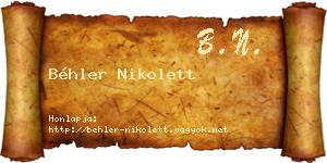 Béhler Nikolett névjegykártya